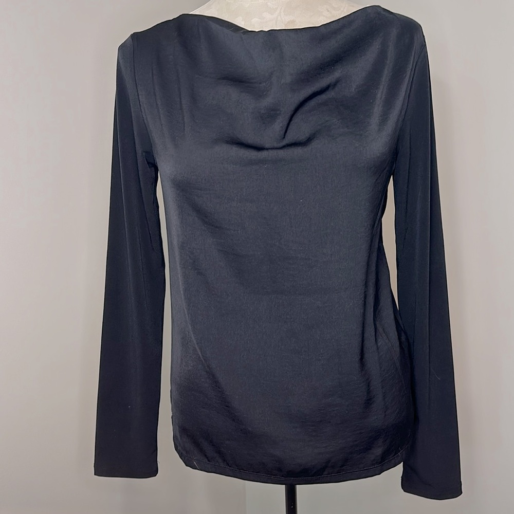 Banana Republic crepe cowl drape neck long sleeve blouse top Size XS